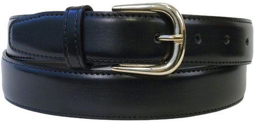 The Vegan Collection Garrison Black Pleather Gold Buckle Belt, Medium