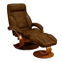Microfiber Swivel Recliner and Ottoman - Brown
