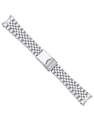 Jubilee Style Solid Link Metal Watch Band - Silver - 20mm
