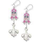 LogoArt New Orleans Saints Breast Cancer Awareness Pink Ribbon Earrings
