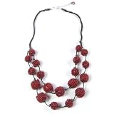 Purple Short Cherries Necklace with Beaded Balls - Guatemala