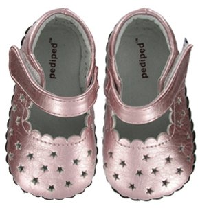 Pediped Zoe Baby / Toddler Shoes Metallic Pink Mary Janes