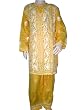Saffron Yellow White Embroidered Cotton Kids Wear Salwar Kameez Dupatta
