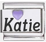 Katie Purple Heart Laser Name Italian Charm Link