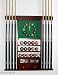 8 Cue Stick and Pool Ball Wall Rack With Clock Mahogany Finish