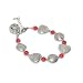8-Inch Silver Fish Red Coral Bead Link Bracelet Chain Jewellery