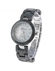 Fashion Round Case Quartz Analog Watch Wristwatch Timepiece with Beautiful Decorative Pattern for Girls Women - Dark grey SWWM5-226381