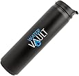 WaterVault Double Wall Vacuum Insulated Sports Tumbler, 18/8 Stainless Steel Water Bottle, Flip Top Sipper Lid, 20 oz., Black Matte