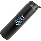 WaterVault Double Wall Vacuum Insulated Sports Tumbler, 18/8 Stainless Steel Water Bottle, Flip Top Sipper Lid, 20 oz., Black Matte