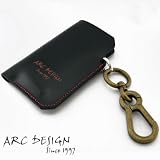 スマートフォン・スペインレザーケース【ポリゴンタイプ】【ブラック×レッドステッチ】アンティークゴールドカラビナ付き/iPhone 4/Xperia arc/Xperia acro/GALAXY S2/REGZA phone T-01C/INFOBAR A01等に対応するスマートフォンケース【本革】【ケース】【カバー】