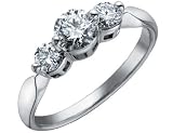 Diamond Engagement Anniversary Three Stone Ring 1/4 Carat (ctw) in 18K White Gold