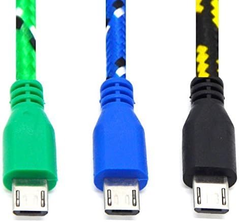 One Again 3M 10 Feet Round Braided Nylon Micro USB 2.0 Data Cable for Samsung Galaxy S6 S4 S3 S2 G9209/4/3/2 Note 1/2/4 Tab, LG Optimus G3, HTC ONE/M8/M9/X, PDA X-BOX, NOKIA Lumia, Xbox One, Motorola X/ ATRIX, Google Nexus 4/5/6/7/10, Blackberry and other Android Smart Phone and Tablet (Blue Green Black) 3 Color