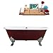 Streamline | Clawfoot Soaking 69" R5000CH-CH Cast Iron Bathtub, Red | Comes with External Drain And Chrome Overflow | Bamboo Tray Included
