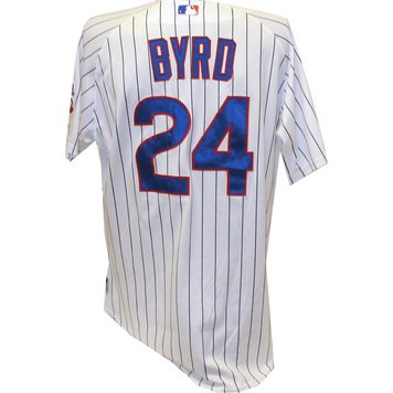 Marlon Byrd Jersey - Chicago Cubs 2011 Game Worn #24 Spring Training Home Pinstripe Cool Base Jersey (50)
