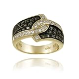 18K Gold over Silver 1/3ct Champagne Diamond & White Topaz Ring