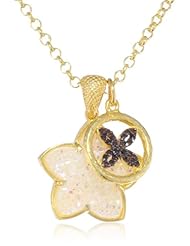 Coralia Leets Jewelry Design Opal White Druzy Star and Daisy Pendant Necklace, 9.5"