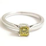 18ct White Gold 0.50ct Princess Cut Fancy Yellow Coloured Ladies Diamond Ring