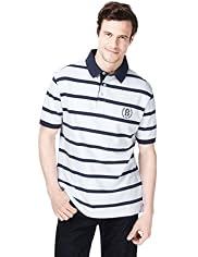 XXXL Blue Harbour Pure Cotton Striped Polo Shirt