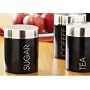 NEW RETRO BLACK ENAMEL TEA/COFFEE/SUGAR CANISTER SET