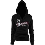 Mississippi State Bulldogs Ladies Black Rugby Distressed Deep V-neck Hoody Sweatshirt