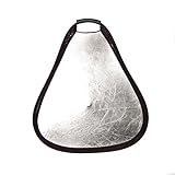 CowboyStudio Photo Studio 24in 2-in-1 Triangular Collapsible Disc Reflector, White / Silver