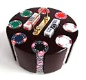 200 14 Gram Crown & Dice Poker Chips & Wooden Carousel