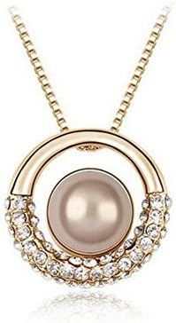 VVeda Korean Fashion Pearl Pendant Necklace Female Clavicle Chain Alloy Pendant(E1)