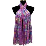 IMAGE OF Soft Multi Color Cotton Silk Scarf, Fashion Neck Wear For Youngsters (Free Shipping) Scrf0119r