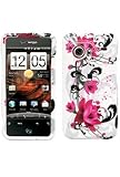 HTC Droid Incredible Cell Phone Red Flower on White Protective Case Facepla ....