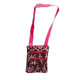 Pink Damask on Brown Crossbody Purse