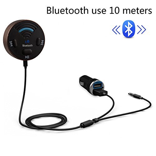 LP Bluetooth Hands Free Car Kit , Wireless Talking & Music Play , Dual USB ports + Bulit-in 3.5mm Aux Cable , portable & lightweight