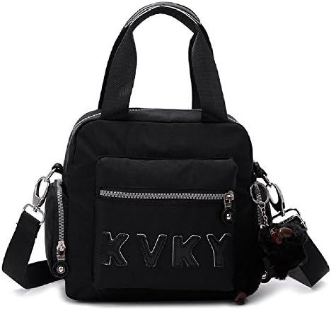 Ecokaki(TM) Women Girls Fashion Waterproof Nylon Casual Multi-Pocket Small Sporty Travel Messenger Shoulder Purse iPad Handbag, Black