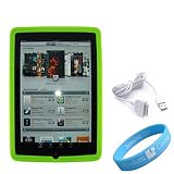 Silicone Skin Green Case for Apple iPad + USB Data Cable + Wristband