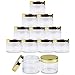 Beauticom 60 Grams/60 ML (2 Oz) Round Clear Leak Proof Plastic Container Jars with Gold Lids for Travel Storage Makeup Cosmetic Lotion Scrubs Creams Oils Salves Ointments (12 Jars)