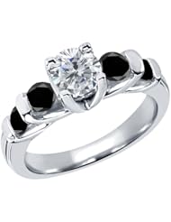 1.88 Ct Round H/I and Black Diamond 14K White Gold Ring