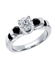 1.88 Ct Round H/I and Black Diamond 18K White Gold Ring