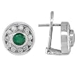 14K White Gold Emerald and Diamond Earrings