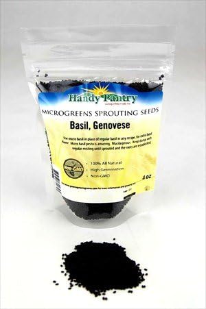 Genovese Basil Seeds - 4 Oz. Resealable Bag - Use for Indoor Gardening, Growing Microgreens & More | Micro Greens Salad Garden