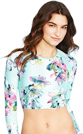 Aeropostale Women's Lld Long Sleeve Floral Rash Guard M Black