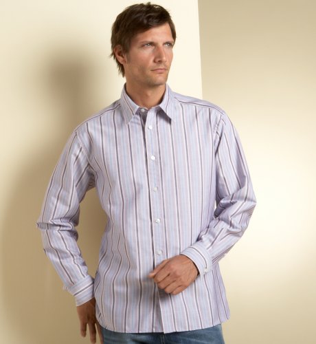Big & Tall Autograph Long Sleeve Wash Stripe Shirt by Nigel Hall