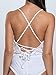 Clothink Women White/Black Spaghetti Strap Lace Cross Back Plain Bodysuit