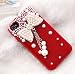New Diamond Pearl Bow,pearl Pendants Drill Shell,hard Case for Iphone4 4s(red)
