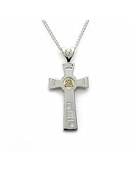 Handcrafted Boru Irish Ogham Sterling Silver & 18k Gold Celtic Trinity Faith Cross Pendant