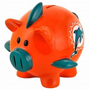 NFL Miami Dolphins Resin Large Thematic Piggy Bank