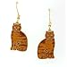 Gold plated and vitreous hand enameled "ginger cat" french wire earrings