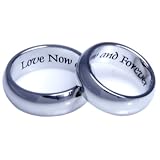Couples Ring Two Rings Love Now and Forever High Quality Etched Stainless Steel Ring. Hypo-allergenic. Inspirational Relationship Jewelry