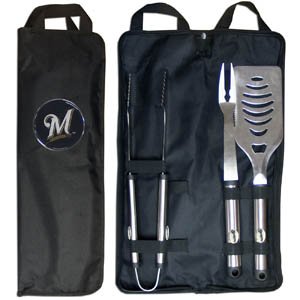 MLB Milwaukee Brewers Stainless Steel BBQ Set with Bag