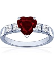14K White Gold Heart Cut Ruby Ring With Sidestones (GIA Certificate)