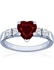 Platinum Heart Cut Ruby Ring With Sidestones (GIA Certificate)