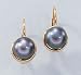 14K Yellow Gold Black Freshwater Pearl Leverback Earrings